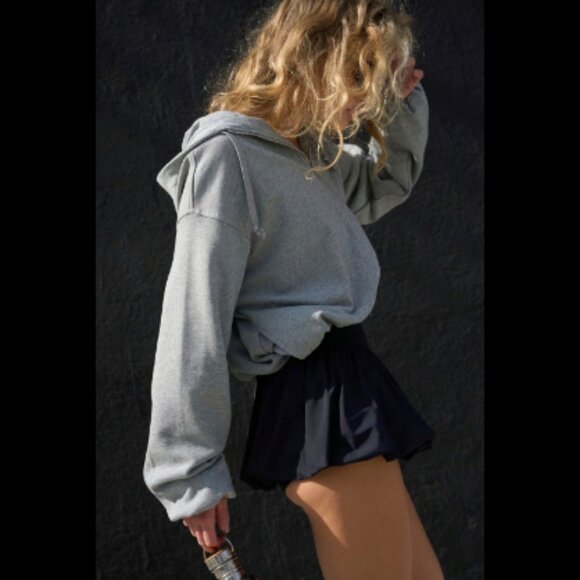 Free People Movement Grey Zip Up Cropped Bubble Hoodie - Picture 3 of 3